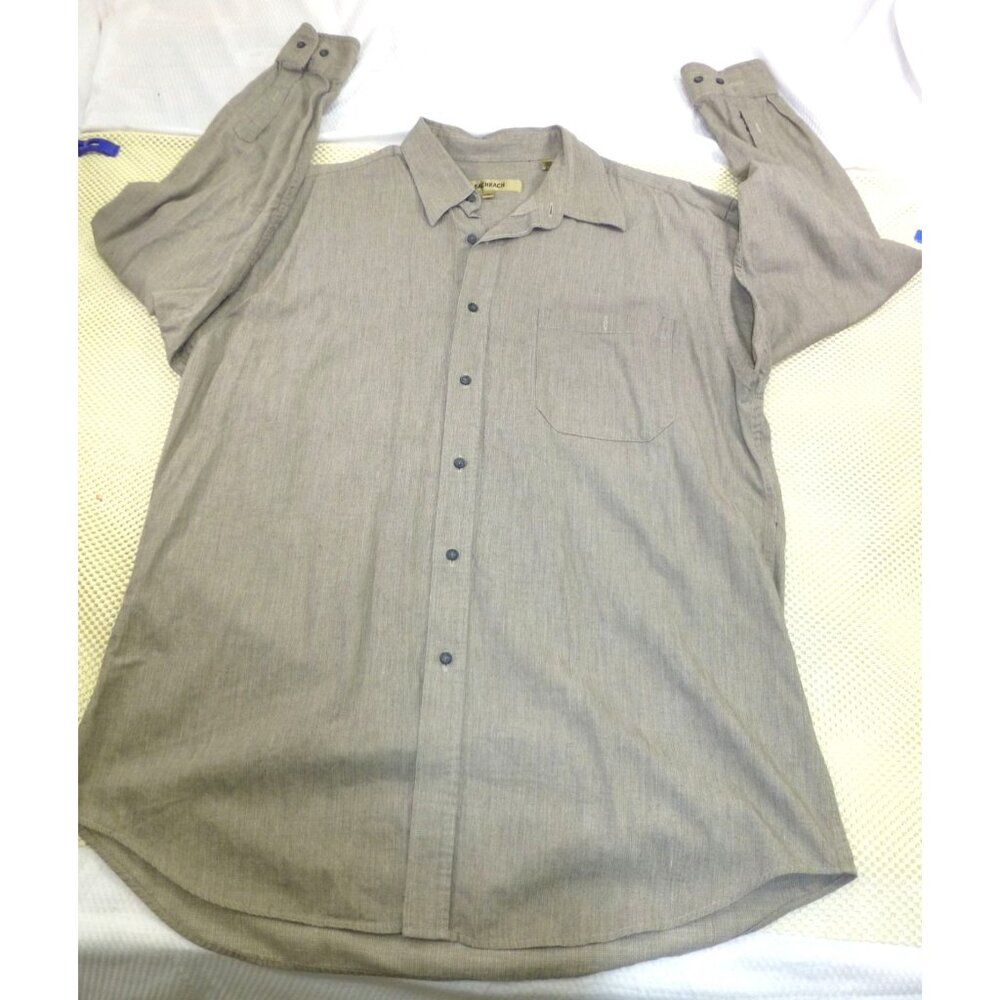 Bachrach Mens Beige Long Sleeve‎ Button-Up Shirt L 16-16.5 100% Cotton